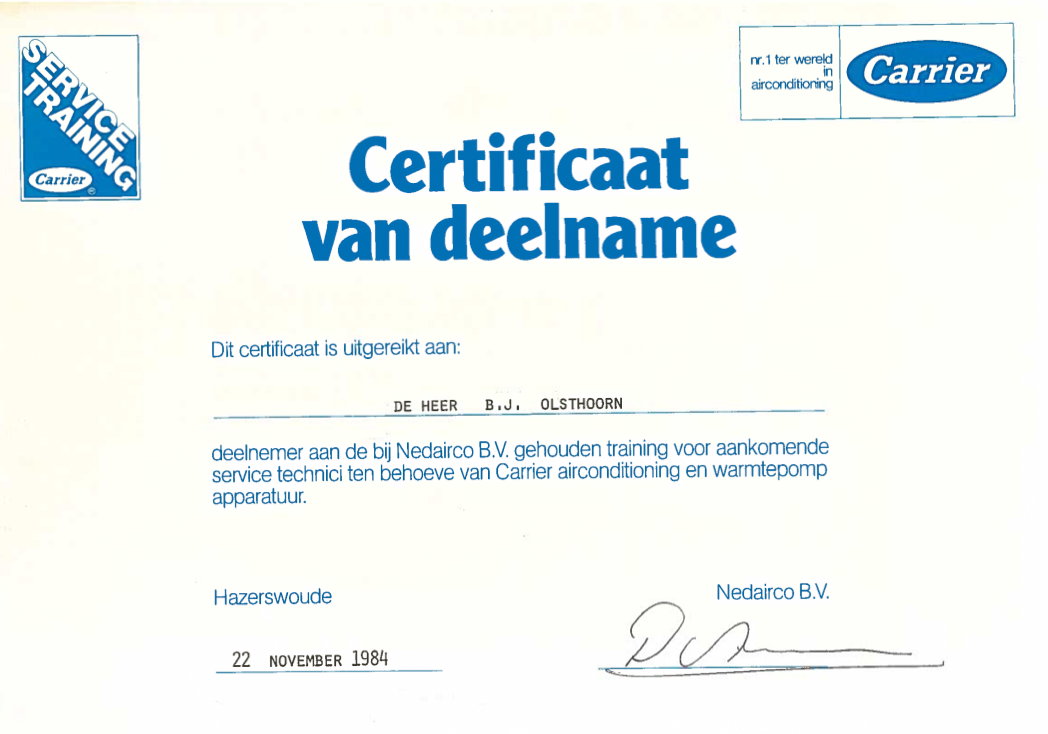 Sevice-Training-Carrier-certificaat